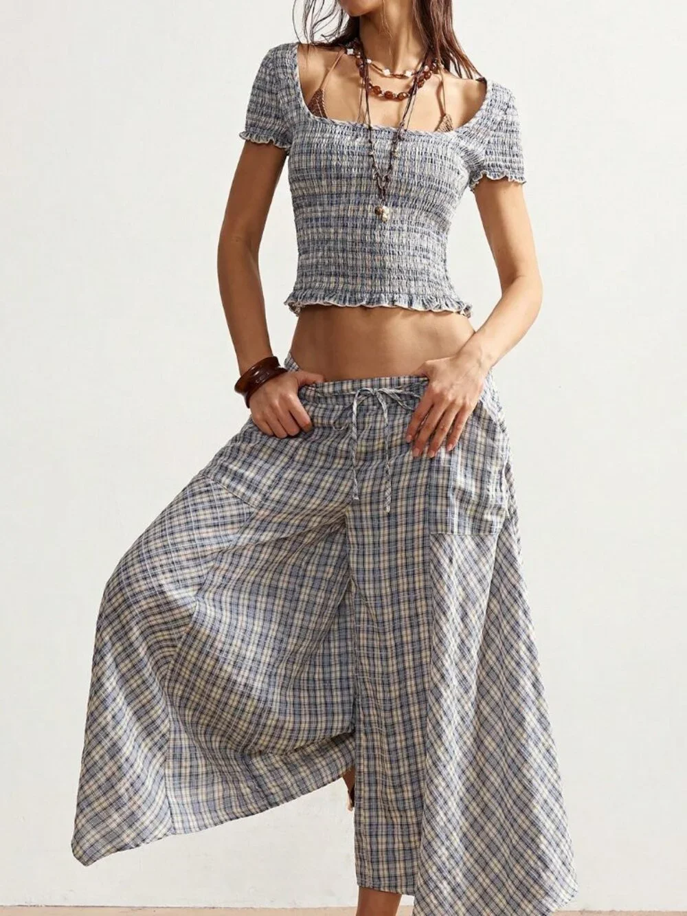 Casual Women's Boho Plaid Long Pants